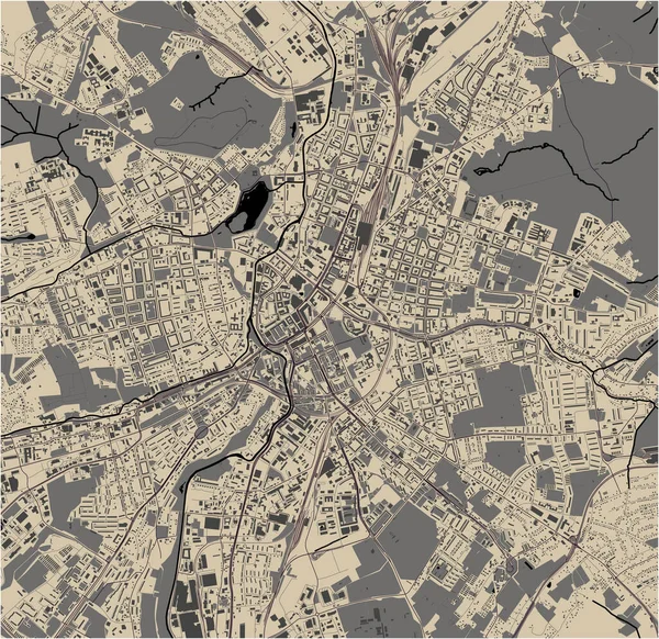 Mapa de la ciudad de Chemnitz, Alemania — Vector de stock