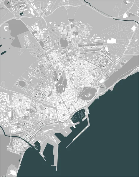 西班牙埃利坎特市地图 — 图库矢量图片