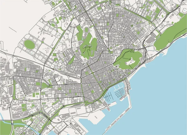 西班牙埃利坎特市地图 — 图库矢量图片