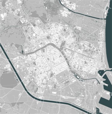 İspanya, Valencia şehrinin haritası.