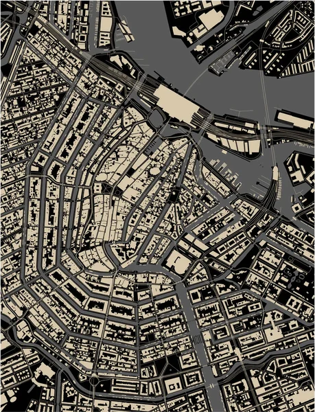 Mapa da cidade de Amsterdam, Países Baixos —  Vetores de Stock