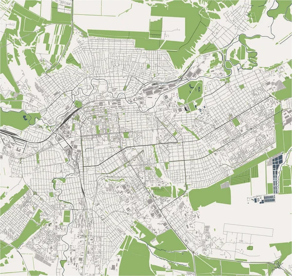 Mapa de la ciudad de Luhansk, Ucrania — Vector de stock