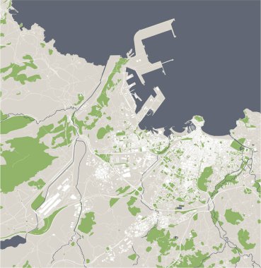 İspanya, Gijon şehrinin haritası.