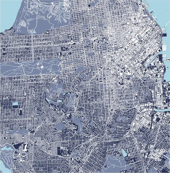 Mapa da cidade de San Francisco, Estados Unidos — Vetor de Stock