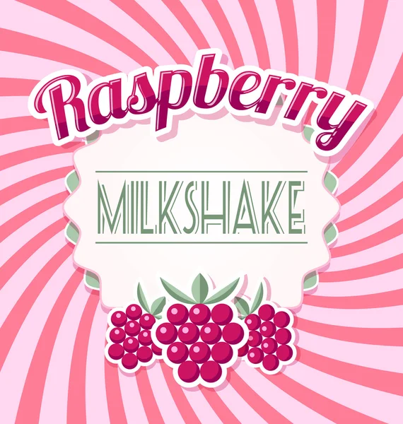 Raspberry milkshake label in retro style — Stock Vector