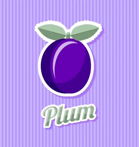 Retro plum in retro style — Stock Vector