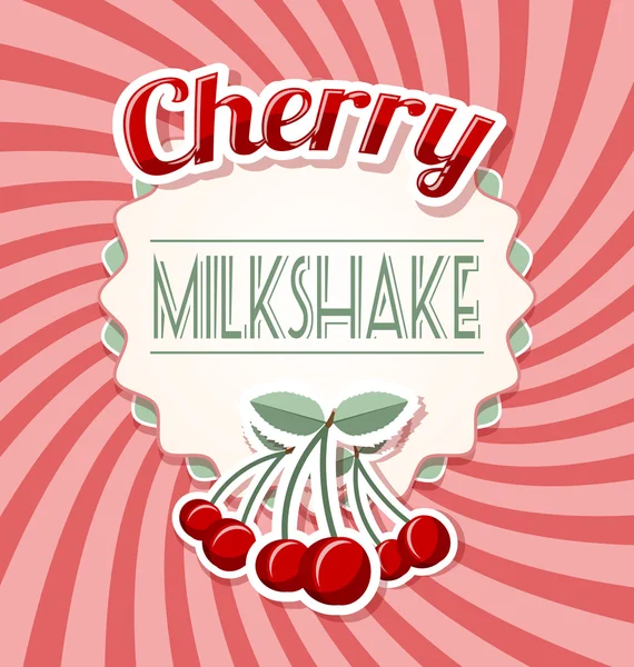 Cherry milkshake label in retro style — Stock Vector