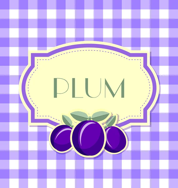 Plum label in retro style on squared background — Stock Vector