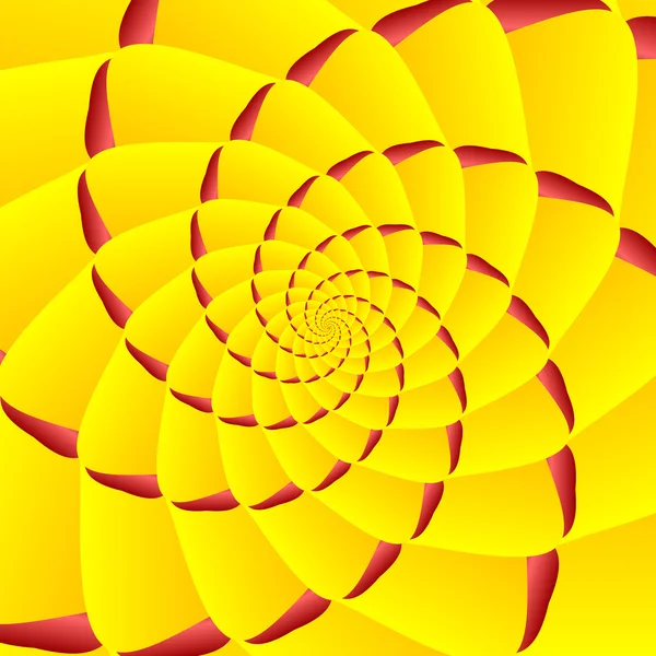 Жовтий і червоний скручений і ребристий абстрактний спіральний об'єкт з фоном — стоковий вектор
