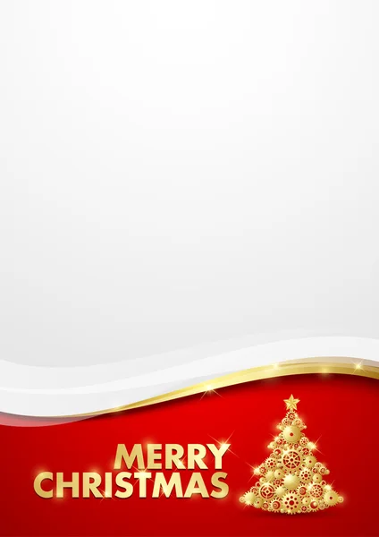 Frohe Weihnachten Dokumentenvorlage Mit Baum Aus Zahnrädern — Stockvektor