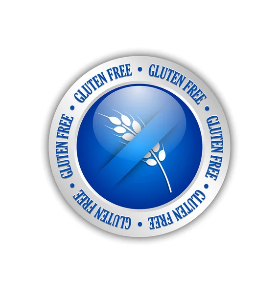Badge Sans Gluten Argent Bleu Sur Fond Blanc — Image vectorielle