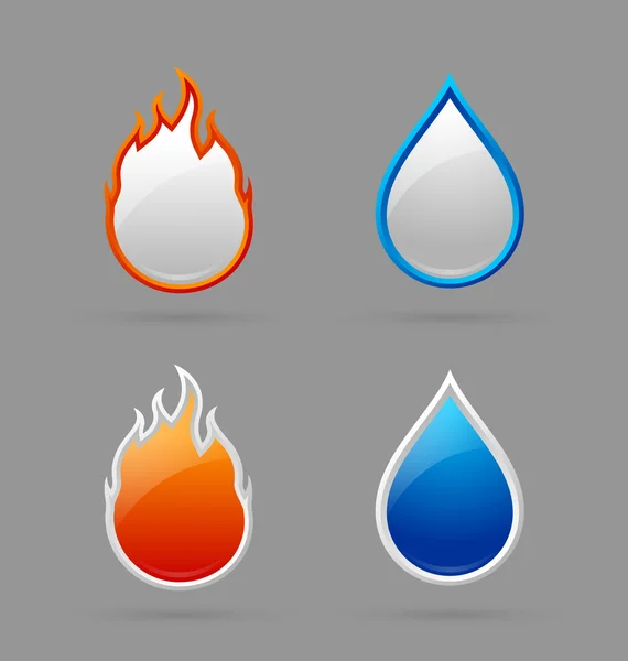 Iconos de fuego y agua — Archivo Imágenes Vectoriales