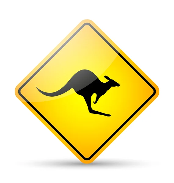 Kangaroo road sign — Stock Vector