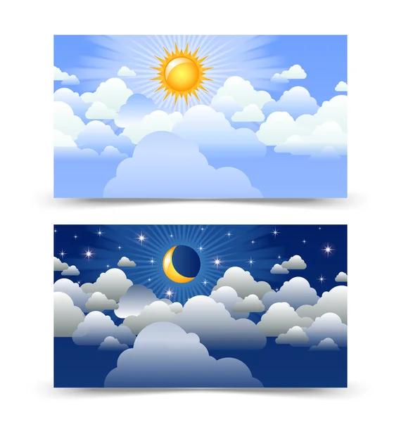 Tarjetas de día y de noche — Vector de stock