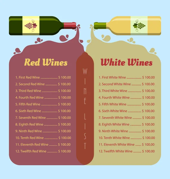 Lista de vinos — Vector de stock