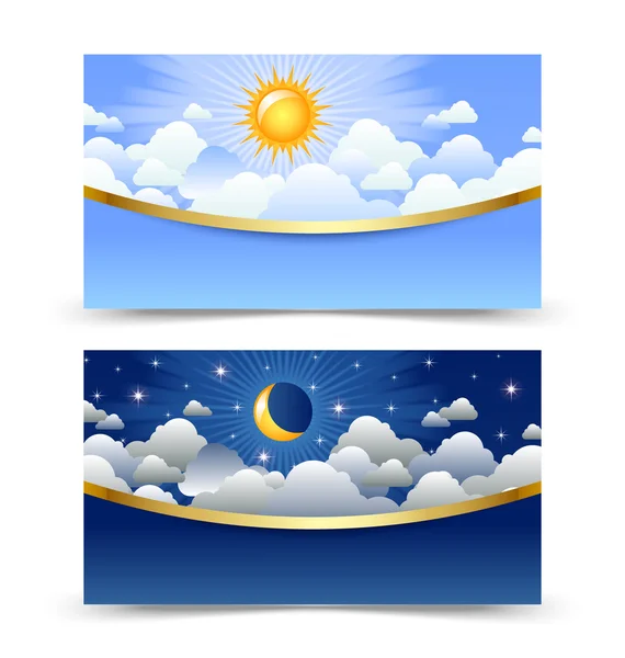 Day and night cards — Stock Vector