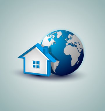 Dünya ve ev simgesini