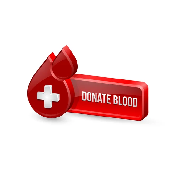 Icono médico de sangre roja con botón — Vector de stock