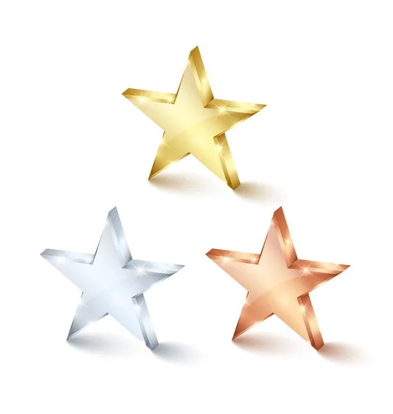 Plata dorada y estrellas de bronce — Vector de stock