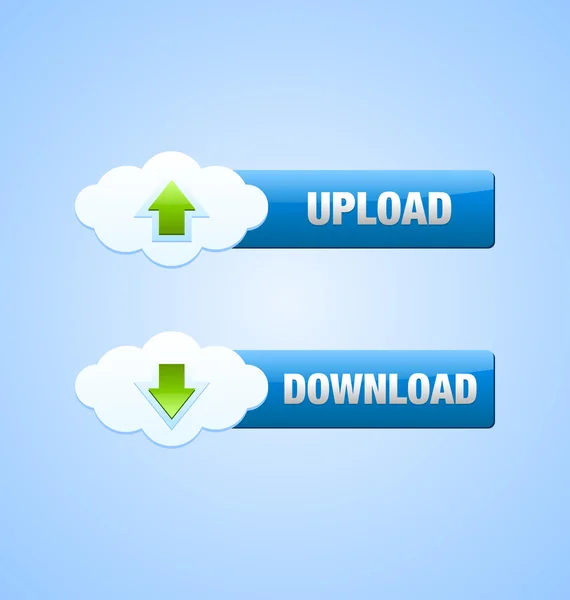 Upload and download cloud buttons — Stock Vector