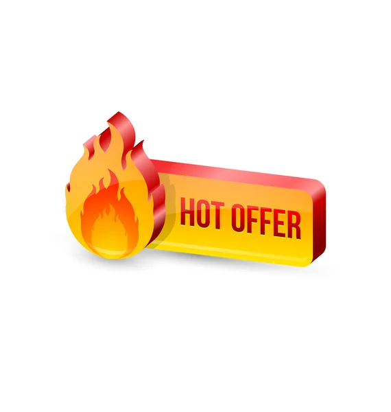 Ícone oferta quente brilhante e botão —  Vetores de Stock