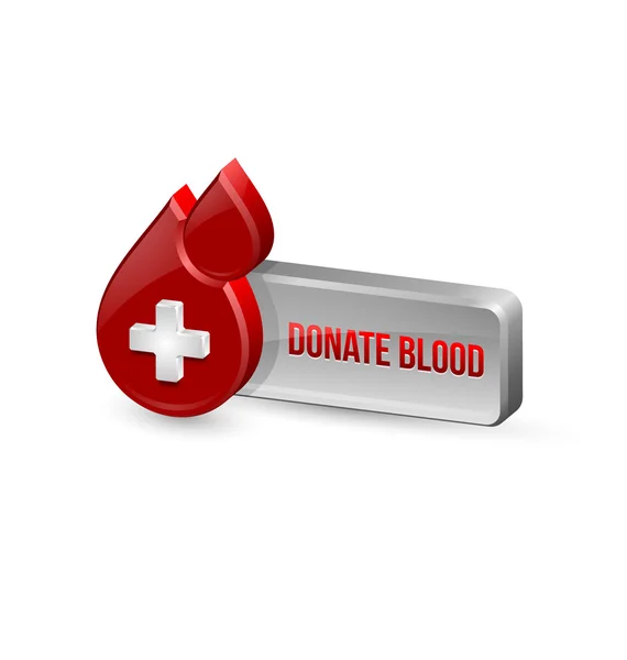 Rotes medizinisches Blut-Symbol mit Knopf — Stockvektor
