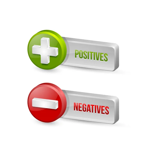 Positieven en negatieven knoppen — Stockvector