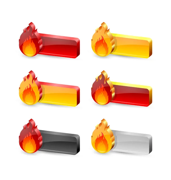 Boutons de feu avec icônes — Image vectorielle