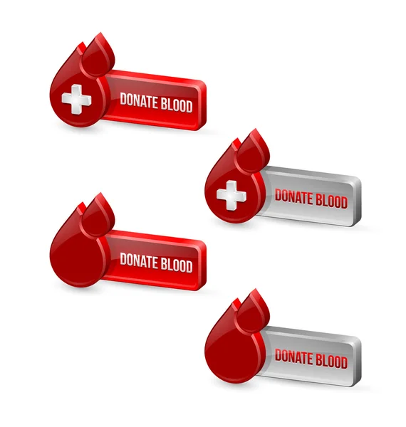 Red blood medical icons with buttons — Stock vektor