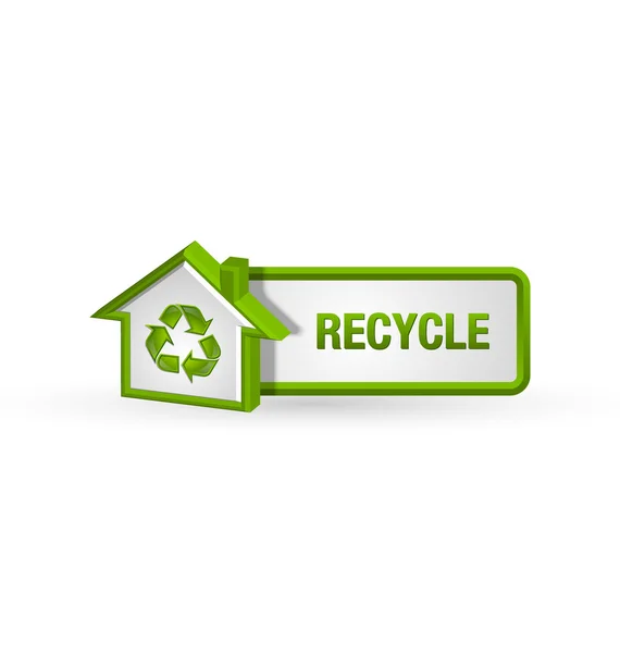 Botão de reciclagem com ícone da casa —  Vetores de Stock