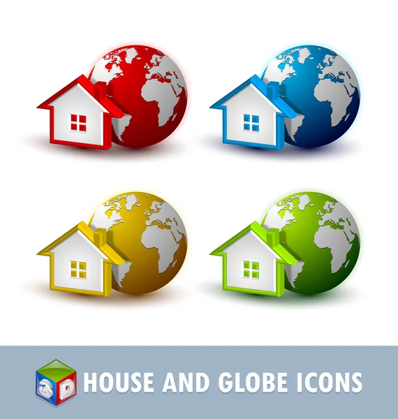 Earth and house icons — Stock Vector