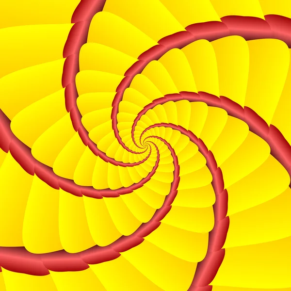 Fond spirale abstrait rouge et jaune — Image vectorielle