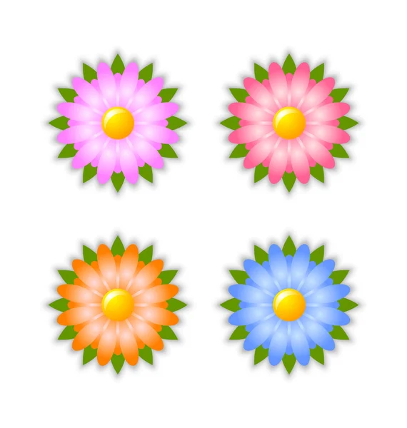 Iconos de flores sobre fondo blanco — Vector de stock