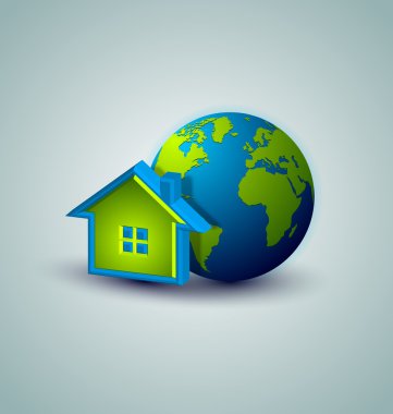 Dünya ve ev simgesini