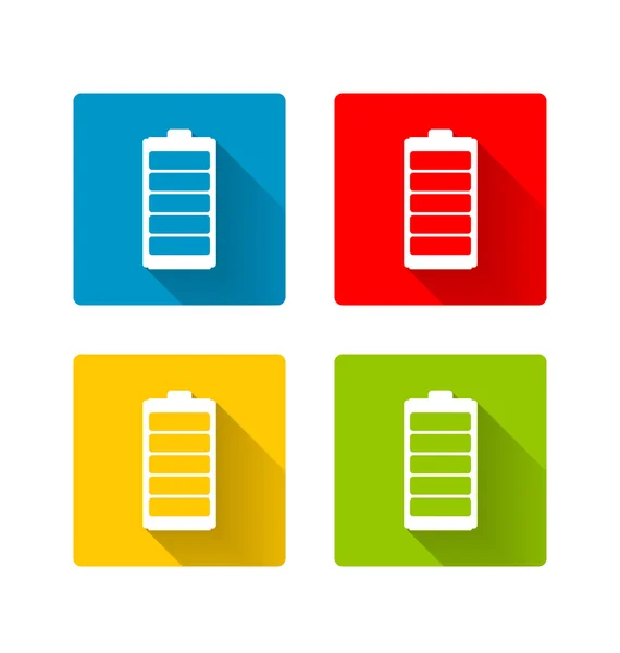 Batterijpictogrammen op witte achtergrond — Stockvector