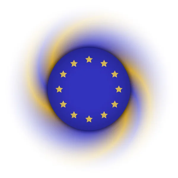 Insignia europea sobre fondo azul retorcido y amarillo dorado — Vector de stock