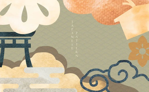 Japanischer Hintergrund Mit Einem Traditionellen Asiatischen Elementvektor Abstrakte Vorlage Mit — Stockvektor