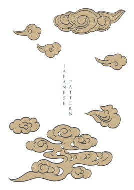 Japon dalgalı desenli bulut simgesi. Doğulu geleneksel poster tasarımı. 