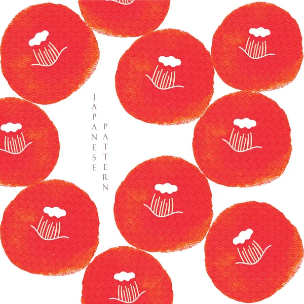Цветок Камелия Японским Рисунком Фоне Элемента Мазка Винтажном Стиле Красный — стоковый вектор