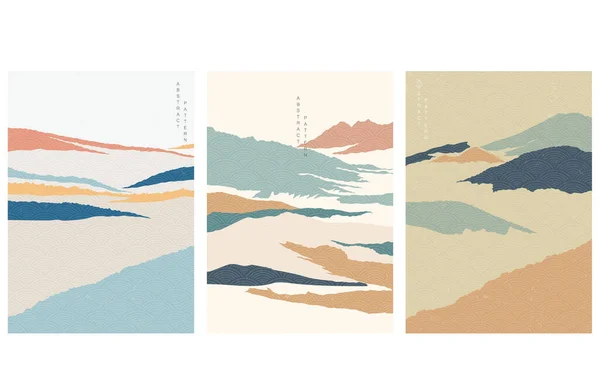 Абстрактне Ландшафтне Тло Японським Вектором Хвильового Шаблону Гірський Ліс — стоковий вектор