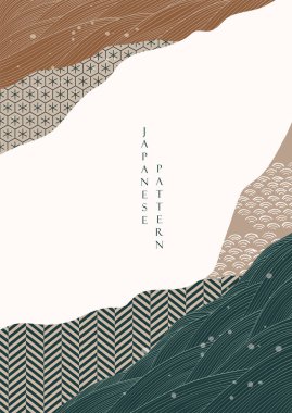 Japon model vektörüyle soyut sanat arkaplanı. Klasik tarzdaki çizgi elemanları ile Geometrik pankart tasarımı.