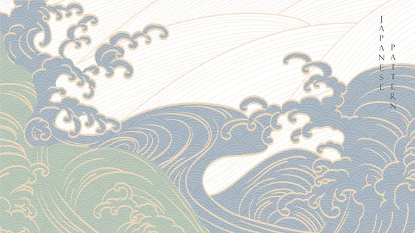 日本背景手绘波纹装饰矢量 仿古风格的亚洲传统横幅图案 — 图库矢量图片