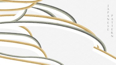 Eğri şablon vektörüyle soyut arkaplan. Japon dalga şablonu ile klasik tarzda sanat kurdele tasarımı.