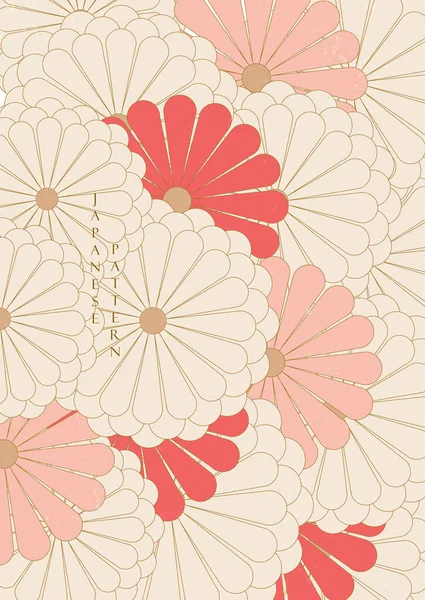 Japanse Achtergrond Met Camellia Bloem Patroon Vector Oosterse Banner Met — Stockvector