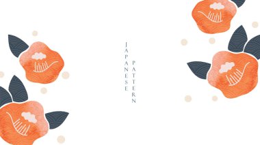 Kamelya çiçeği vektörlü Japon arka planı. Çiçek deseni, doğal dekorasyon şablonu, klasik tarzda..