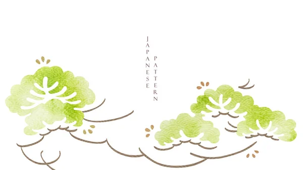 Японське Тло Вектором Оздоблення Дерев Бонсай Дизайн Природного Ландшафту Японськими — стоковий вектор