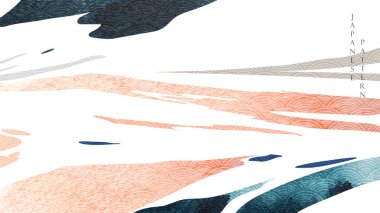 Geleneksel dekorasyon modeli vektörüyle Japon arka planı. Klasik tarzda soyut sanat unsurlarıyla Geometrik pankart tasarımı.