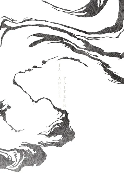 Японский Фон Абстрактным Вектором Дизайна Баннеров Черная Текстура Элементом Линии — стоковый вектор