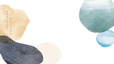 Soyut sanat arka planı ve Japon dalga modeli vektörü. Klasik tarzda doğal şekilli suluboya dokusu.