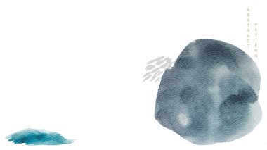 Doğal manzara arka plan suluboya desen dekorasyon vektörü. Japon desenli eski moda dağ pankartı tasarımı..